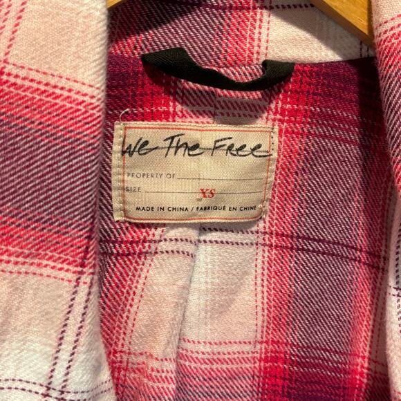 We the Free Stranger Friends Pink Plaid Oversized Moto Jacket - size XS - Picture 6 of 7